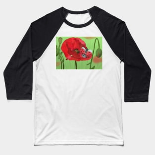 Mohn mit Käfer Baseball T-Shirt